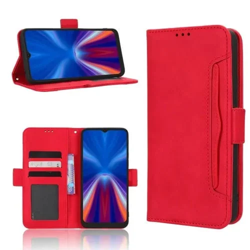 Funda de Cuero para Teléfono Umidigi G2 G1 G1 Max Skin Feel con Ranuras para Tarjetas (Rojo)