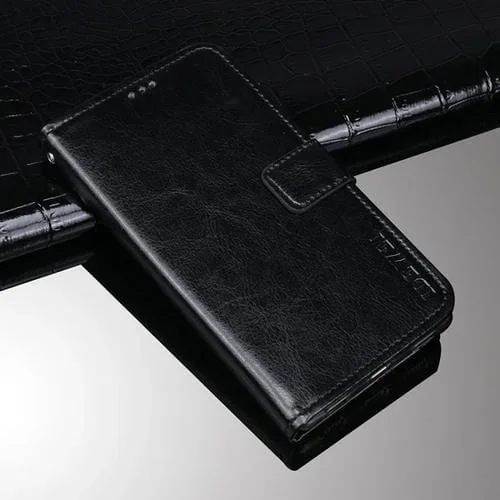 Funda de Cuero para Ulefone Armor 11 5G Idewei Crazy Horse Texture con Soporte y Ranuras para Tarjetas (Negro)