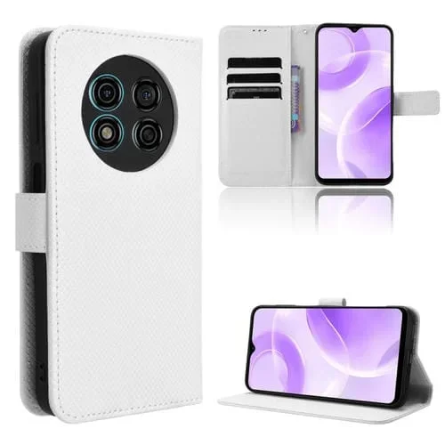 Funda de Cuero para Ulefone Note 15 con Textura de Diamante (Blanco)