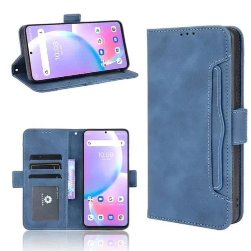 Funda de Cuero para Umidigi A11 Pro Max Piel Siente Patrón de Pantorrilla Horizontal Flip con Soporte y Ranuras (Azul)