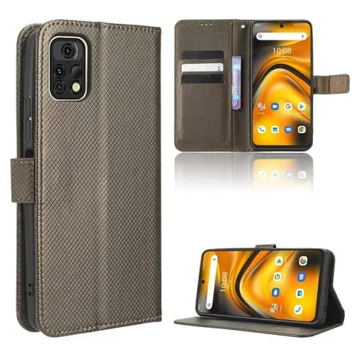 Funda de Cuero para Umidigi A13 Pro 5G con Textura de Diamante (Marrón)