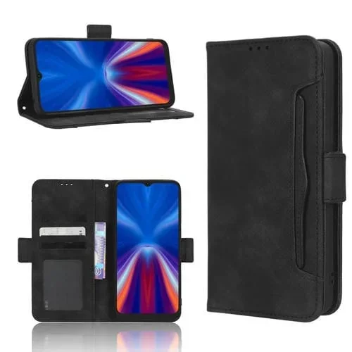 Funda de Cuero para Umidigi C1 Skin Feel con Ranuras para Tarjetas (Negro)