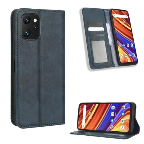 Funda de Cuero para Umidigi F3 5G / 4G / F3S / F3 Se con Hebilla Magnética y Textura Retro (Azul)