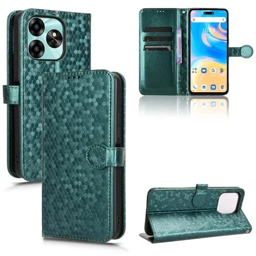 Funda de Cuero para Umidigi G6 5G con Textura de Puntos en Forma de Panal (Verde)