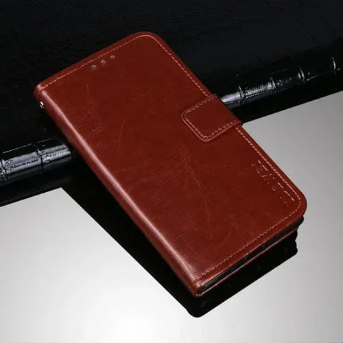 Funda de Cuero para Wiko Power U30 Idewei Crazy Horse con Soporte, Tragamonedas y Billetera (Marrón)
