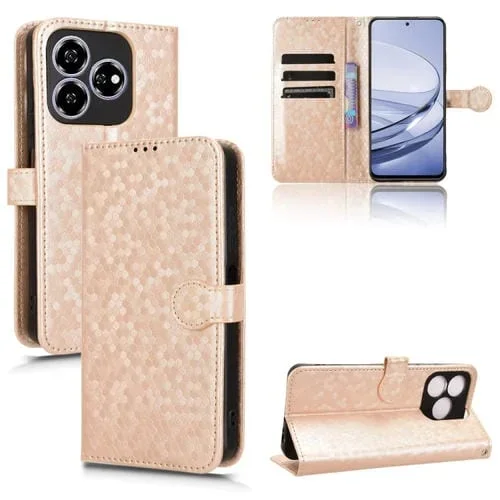 Funda de Cuero para ZTE Axon 60 4G con Textura de Punto de Panal (Dorado)