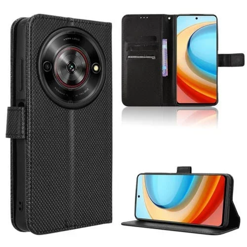 Funda de Cuero para ZTE Blade A75 5G con Textura de Diamante (Negra)