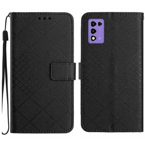 Funda de Cuero para ZTE Libero 5G Ii A103Zt Jp con Textura de Rejilla Rómbica (Negro)