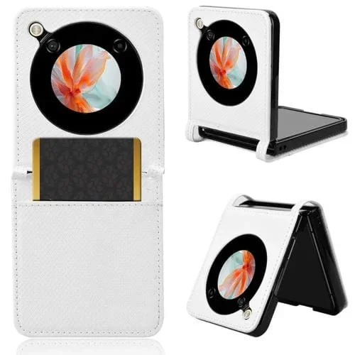 Funda de Cuero para ZTE Nubia Flip y Libero Flip con Textura de Diamante (Blanca)