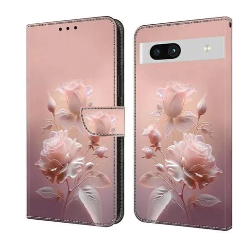 Funda de Cuero Pintada a Mano para Google Pixel 7A (Flores de Cerámica)
