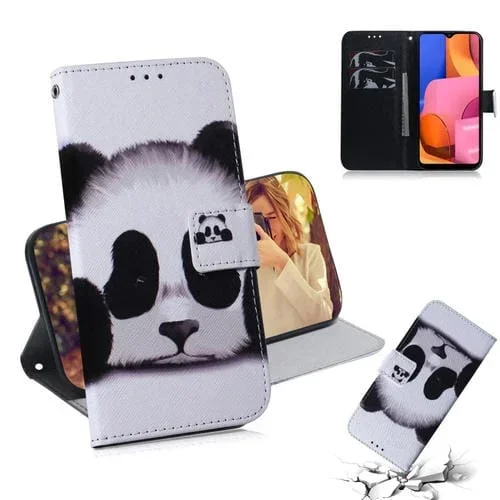 Funda de Cuero PU Galaxy A20S con Tapa Horizontal Soporte Ranuras Tarjetas Billetera (Panda)
