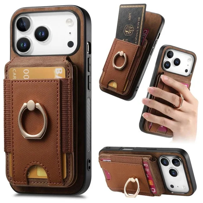 Funda de cuero retro con soporte magnético divisible para iPhone 17 Pro (marrón)