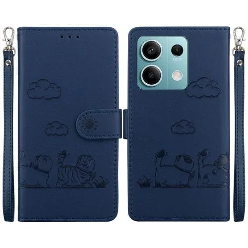 Funda de Cuero Rfid con Diseño de Gatos para Redmi Note 13 5G (Azul)