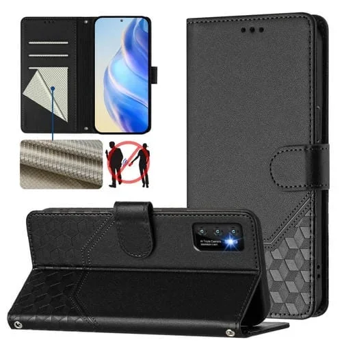 Funda de Cuero Rfid con Relieve en Panal para Cubot P50 (Negra)
