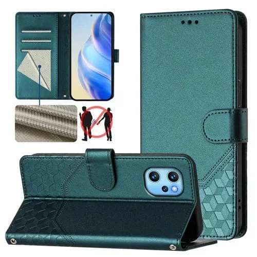 Funda de Cuero Rfid con Relieve en Panal para Umidigi Power 7 Max (Verde Pavo Real)