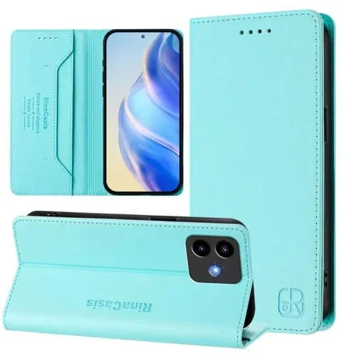 Funda de Cuero Rfid Cubot Note 40 Rc01 con Doble Pliegue y Succión Magnética (Verde Menta)