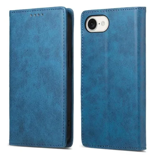 Funda de Cuero Rfid Magnética para iPhone 16E (Azul)