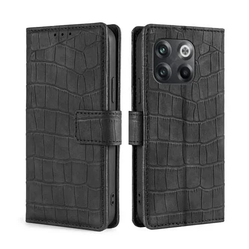 Funda de Cuero Skin Feel Cocodrilo con Cierre Magnético para OnePlus 10T (Negro)