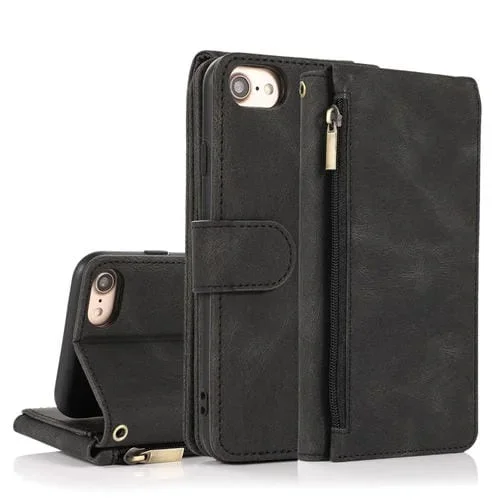 Funda de Cuero Skin-Feel Crazy Horse Texture con Tapa Horizontal y Ranuras para Tarjetas para iPhone 6 (Negro)