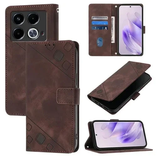 Funda de Cuero Skin Feel para Infinix Note 40 en Relieve (Marrón)