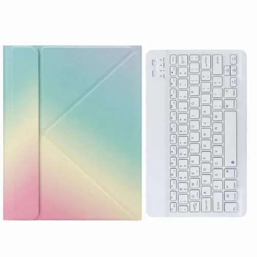Funda de Cuero Teclado Bluetooth H-097 con Soporte para iPad 9.7 2018 y 2017 (Arco Iris)