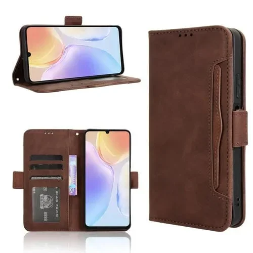 Funda de Cuero Textura Piel de Becerro para Ulefone Note 20 Pro (Marrón) con Ranuras para Tarjetas