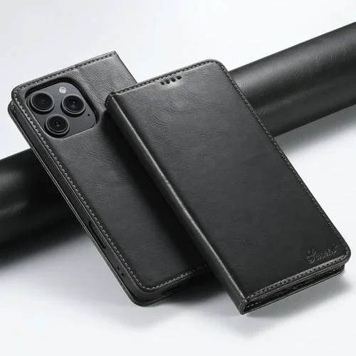 Funda de Cuero Tipo Billetera Suteni J02 para iPhone 16 Pro Max (Negra)