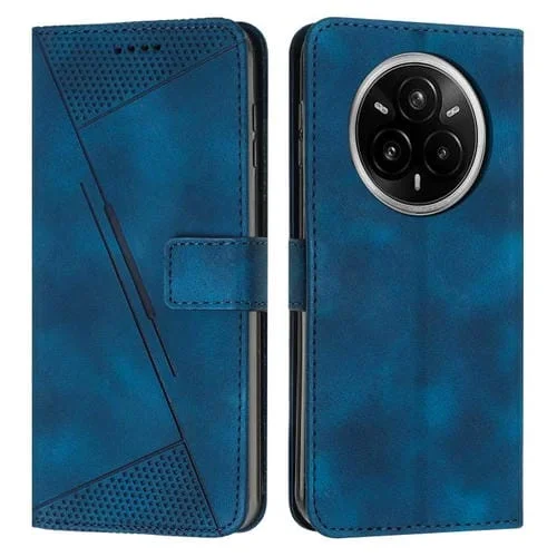 Funda de Cuero Triangular con Cordón para Realme 14 Pro Dream (Azul)
