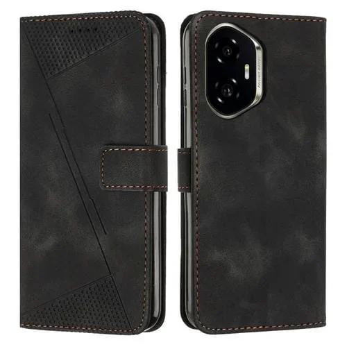 Funda de Cuero Triangular con Cordón para Teléfono For Honor 300 Dream (Negro)