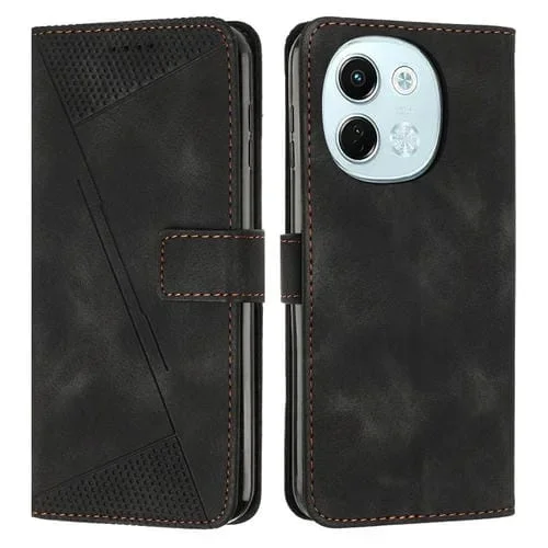 Funda de Cuero Triangular para Teléfono Tecno Spark 30 5G Dream con Cordón (Negro)