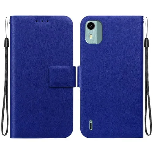 Funda de Cuero Ultradelgada con Hebilla Magnética para Nokia C12 (Azul)