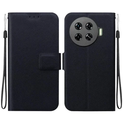 Funda de Cuero Ultradelgada con Hebilla Magnética para Tecno Spark 20 Pro+ (Negra)