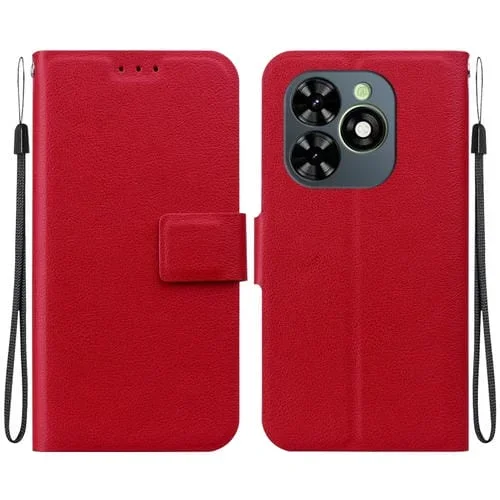 Funda de Cuero Ultrafina con Hebilla Magnética para Tecno Spark Go 2024/Spark 20 (Roja)