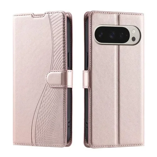 Funda de Cuero Ultrafina con Puntos para Google Pixel 9 Pro XL Voltage (Oro Rosa)