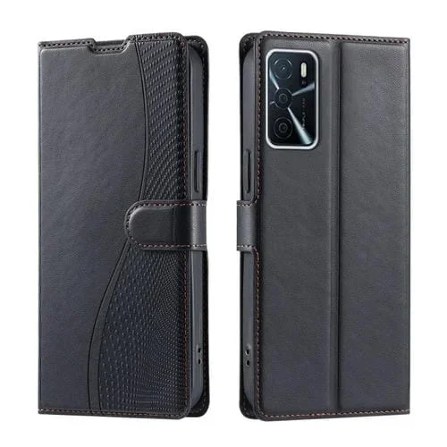 Funda de Cuero Ultrafina con Puntos para Oppo A16 4G / A16S / A55 5G Voltage (Negra)