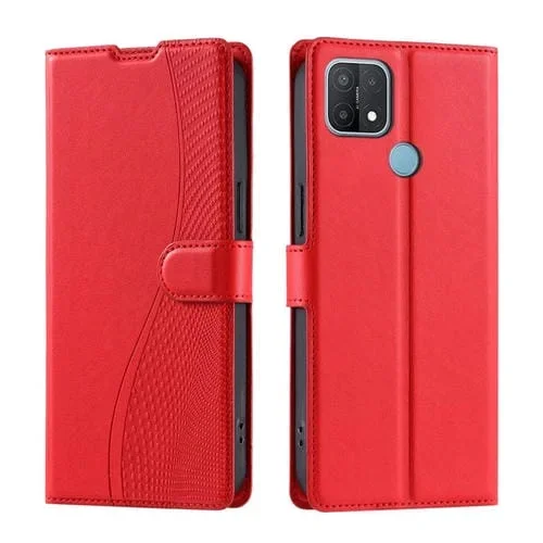 Funda de Cuero Ultrafina con Puntos para Teléfono Oppo A35/A15/A15S Voltage (Roja)