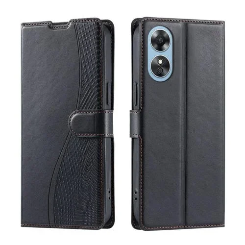 Funda de Cuero Ultrafina con Puntos para Teléfono Oppo A58 4G Global Voltage (Negra)