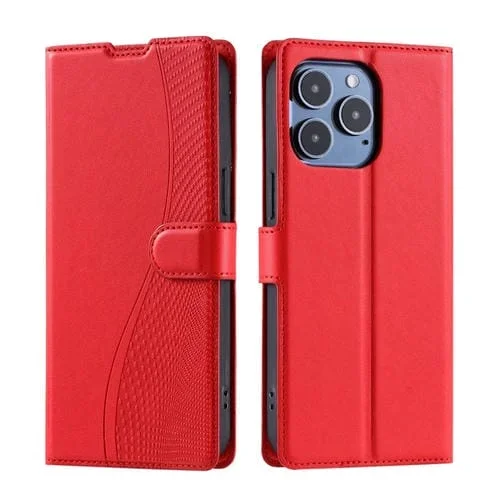 Funda de Cuero Ultrafina con Puntos Voltage para iPhone 16 Pro (Roja)