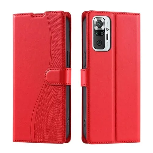 Funda de Cuero Ultrafina con Puntos y Voltaje Global para Redmi Note 10 Pro 4G (Roja)