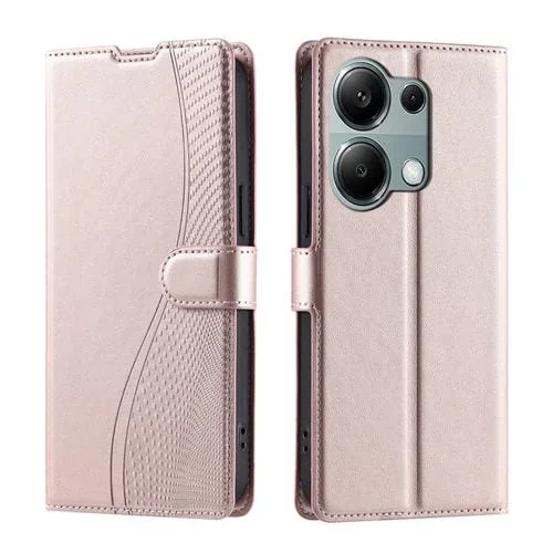 Funda de Cuero Ultrafina con Puntos y Voltaje Global para Redmi Note 13 Pro 4G (Oro Rosa)