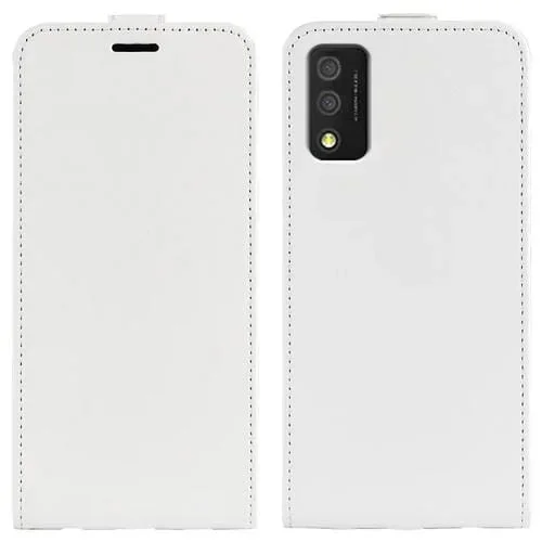 Funda de Cuero Vertical para TCL 30T R64 con Textura Única (Blanco)