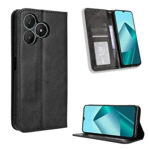 Funda de Cuero Wiko T20 Textura Retro y Hebilla Magnética (Negro)