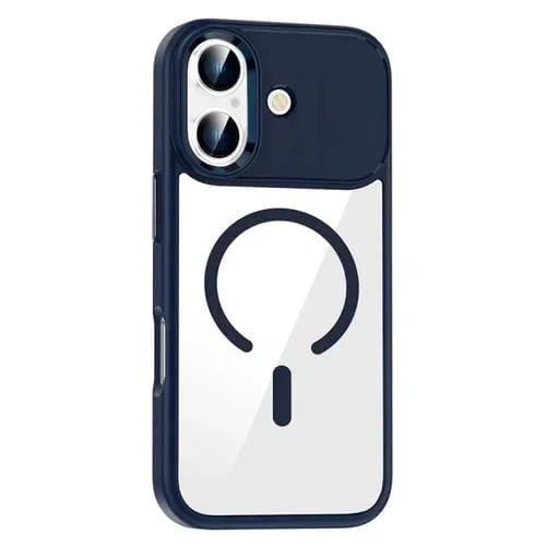 Funda de PC transparente MagSafe antihuellas para iPhone 17 (azul oscuro)
