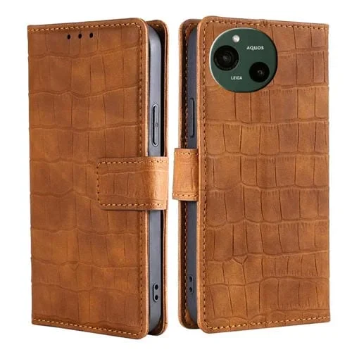 Funda de Piel con Cierre Magnético para Sharp Aquos R9 (Marrón)
