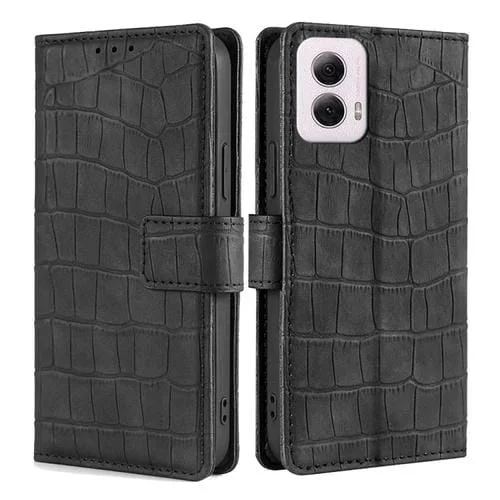 Funda de Piel con Cierre Magnético y Diseño de Cocodrilo para Motorola Moto G Power 5G (2024) (Negro)