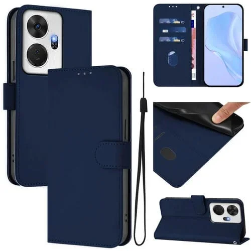 Funda de Piel con Cordón para Teléfono Itel P55+ con Acabado Liso (Azul Marino)