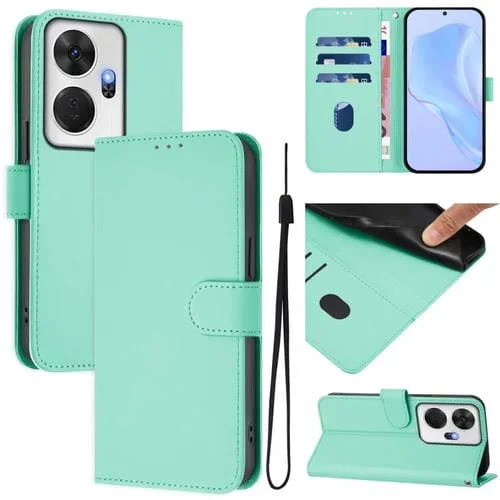 Funda de Piel con Cordón para Teléfono Itel P55+ (Verde Menta) Acabado Liso y Tacto Agradable