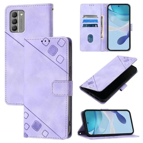 Funda de Piel con Relieve para Nokia G400 (Morado Claro)