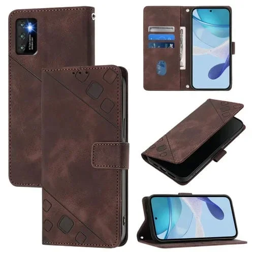 Funda de Piel con Relieve para Teléfono Cubot P50 (Marrón)