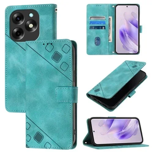 Funda de Piel con Relieve para Teléfono Itel S23+ (Verde)